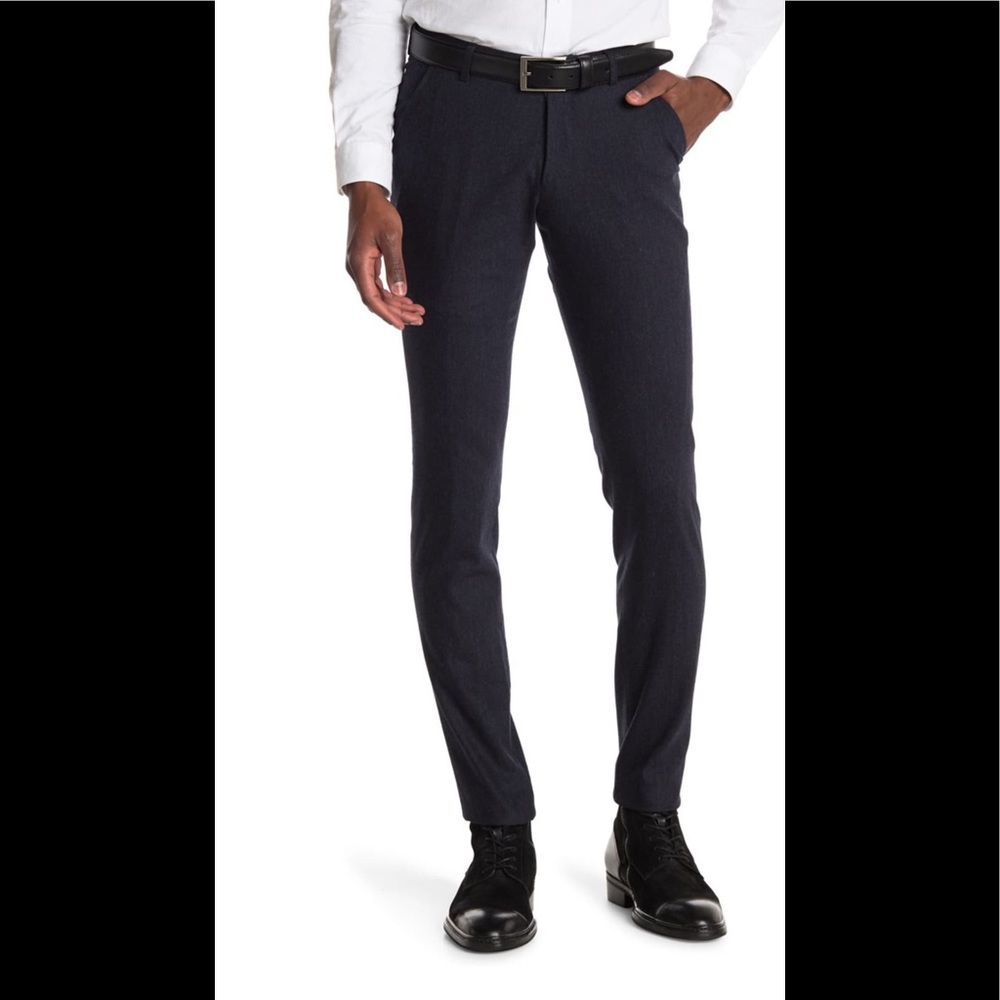Good Man Slim fit navy wool trouser dress pants